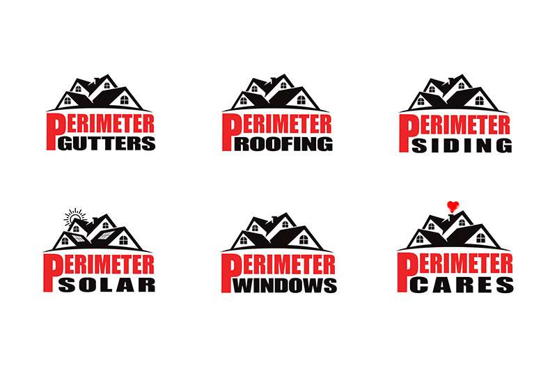 Perimeter Roofing logo Perimeter siding logo Perimeter Windows logo Perimeter gutters logo Perimeter solar logo Perimeter cares logo