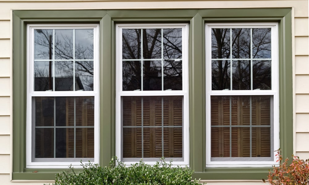 Brand New Windows with Green Trim